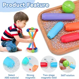 sabirat Jumbo Size Magnetic Sticks Building Blocks for Kids, 25 Pcs Magnetic Sticks-Ball image 2