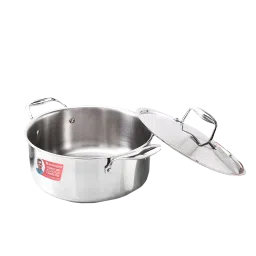 WONDERCHEF Nigella 4.8L Non Stick Aluminium & Stainless steel Casserole with Stainless Steel Lid (Induction Compatible, Even Heat Distribution, Silver) image 3