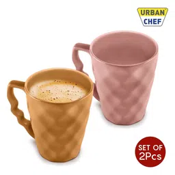 urban chef Hancrafted Ceramic Peach And Mustard 225 ML Coffee Mug Set of 2 image 2