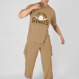 chkokko Men Top & Pyjama Set Beige Printed image 4