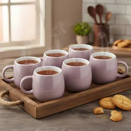 trisha Pack of 6 Ceramic lavender purple Aesthitic tea cup set of 6-picture-23