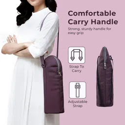 kuber industries 2.5 Ltr Rexine Reusable Bottle Bag with Handle for Men & Women | Purple image 5