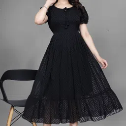 premarth Solid Georgette Stitched Flared/A-line Gown image 1