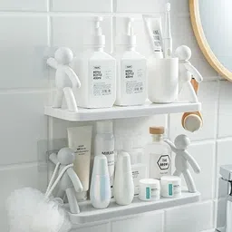 heymak Plastic Floating Shelves Wall Shelf for Kitchen Bathroom Entryway Storage Basket-picture-29