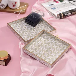 duli Set of 2 Square Decorative Serving Tray for Diwali & Festive Gifts Tray image 3