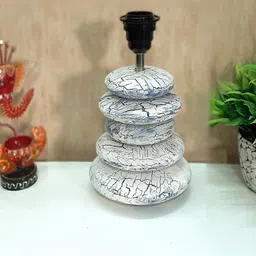 disoo fashions Crackle Affect Stone Finish Wooden with Cotton Shade (White Vintage & Black) image 4