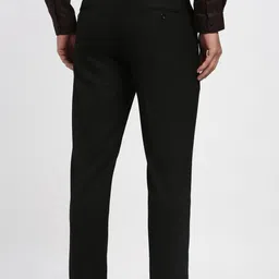 peter england Men Slim Fit Black Polyester Trousers image 3