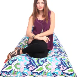 style homez XXL Pyramid Cotton Canvas Floral Printed Lounger Bean Bag With Bean Filling-picture-20