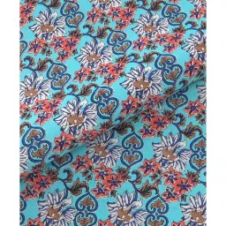 patricko Blue Floral 300 TC Cotton Double King Sized Bedsheet With 2 Pillow Covers image 5