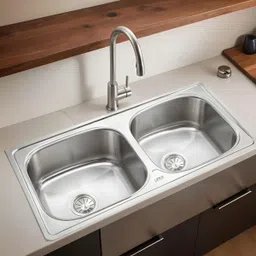 lipka 37x18x8 Inches Premium Stainless Steel Round Double Bowl Kitchen Sink (Premium Range) 37x18x8 Inches Vessel Sink-picture-17