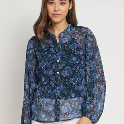 anvi be yourself Women Regular Fit Floral Print Mandarin Collar Casual Shirt-picture-12