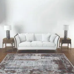apco Brown Abstract Polypropylene 6 ft x 9 ft Machine Made Carpet-picture-15