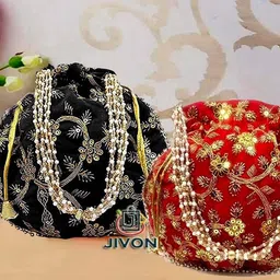 jivon Women Black, Red Potli-picture-28