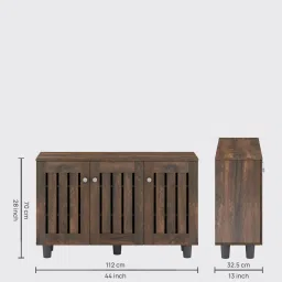 a globia creations Finley 3 Door Shoe Cabinet in Teak Finish image 2