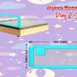 kiddery Bed Rails for Baby Toddler Safety Adjustable Height Blue Pack of 3 image 4