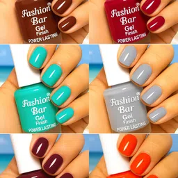 fashion bar Quick Dry Power Lasting six nail polish shades collection Set No.DF45 Multicolor image 1