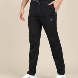 van heusen Athleisure Men Black Solid Smart Tech Easy Stain Release Track Pants Men Solid Black Track Pants image 2