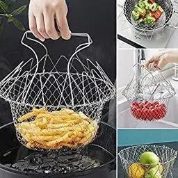 rtenterprise Stainless Steel 12 in 1 Chef Cooking Net Basket for Deep Fry, Boiling, Steam Storage Basket-picture-27