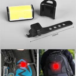 tuhi Cycle Tail Light Powerful Bright Red+Blue Cob Rechargeable Waterproof Arm Light LED Rear Break Light image 4