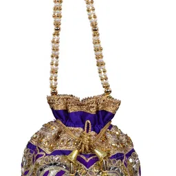 sunesh creation Women Blue, Blue, Gold Potli image 3