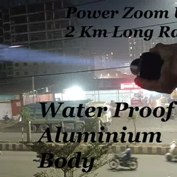 mitsales 200 W Metal Zooming Head Light With 2 Km Long Range,Camera Type Switch 3 modes 8 hrs Torch Emergency Light image 3