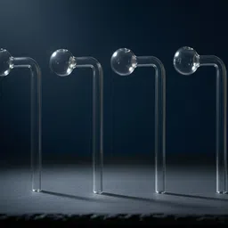 agnix 6 inch Bend Glass Oil Burner Pipe Transparent (Pack of 4) Borosilicate Glass Inside Fitting Hookah Mouth Tip image 4