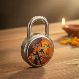 onepro RAM Raj Shubh Labh Padlock 52mm Security Lock with Swastika Double Locking Padlock image 5
