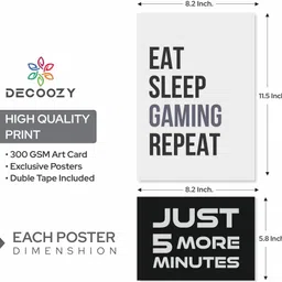 decoozy Gaming Zone – Eat Sleep Game Repeat | Ultra HD A4 Size Premium Gamer Wall Poster for Gaming Room, Setup Decoration, PC Desk, PS5 & Xbox Players | Vibrant Print for Gamers & Streamers Photographic Paper image 5
