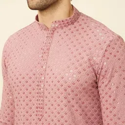 diamond cluster Men Chikan Embroidery Cotton Rayon Straight Kurta image 4