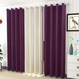 kraftiq homes 152 cm (5 ft) Window Polyester Room Darkening Curtain (Pack Of 3)-picture-24