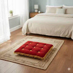 alden Microfibre Floor Cushion Pack of 1 Solid Floor Cushion image 1