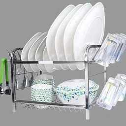 palomino Utensil Kitchen Rack Mini 2-Layer Stainless Steel Wall-Mount Kitchen Rack, 12x15" Dish Stand Steel image 3