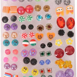 shivarth Multicolor small Stud Earrings With Plastic Back for Girls and Women Combo of 51 Pairs Plastic Stud Earring, Hoop Earring, Earring Set, Clip-on Earring, Plug Earring, Magnetic Earring image 1