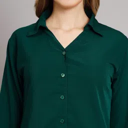 funday fashion Women Regular Fit Solid Spread Collar Casual Shirt image 4