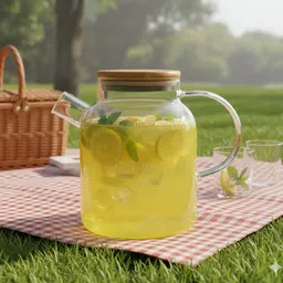blissborn 1.8 L Glass, Wooden Water Jug image 2