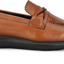nico nerini Men's Genuine Leather Tan Loafer Shoes for Men Slip On For Men image 3