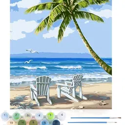trexee Paint by Numbers for Adults& Kids, Beach DIY Paint by Numbers Kits,Seaside Paint Canvas 16 inch x 20 inch Painting-picture-23