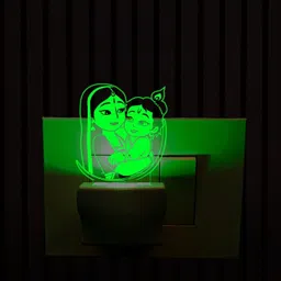 gr gift shop Krishna 3D Illusion Multicolour Night Lamp with 7 Color Changing Light Night Lamp image 1