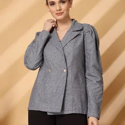 pluss Women Solid Single Breasted Casual Blazer-picture-18