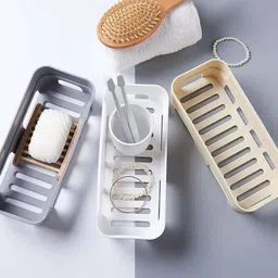 shrey Self Adhesive Wall Hanging BATHROOM floating Shelf (pack of 2) 1.791 Plastic Wall Shelf image 2