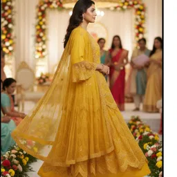 kaalyanis raghav fashion Embroidered Georgette Stitched Anarkali Gown image 3