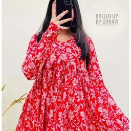 new rjp craft Women Floral Print Viscose Rayon Flared Kurta-picture-13