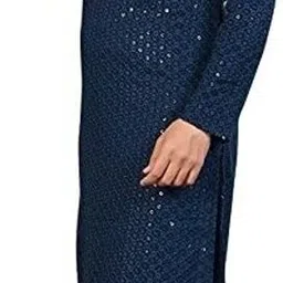 houseofcommon Men Chikan Embroidery Chiffon Straight Kurta image 4