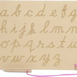 kidivo Wooden English Alphabet Tracing Board with Dummy Pencil Toy for Kids CURSIVE (A-Z) image 5