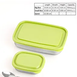 flipkart smartbuy True ton Stylish, Durable, Compact, Slim, Universal Mil Steel Tiffin for Kids 2 Containers Lunch Box image 5