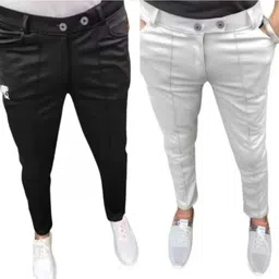 eetma Pack of 2 Men Solid Black, Grey Track Pants image 1