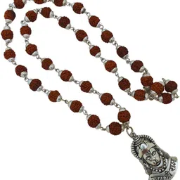 madhavi jewellery Hanuman Ji With rudraksha mala Necklace Special price Silver Beads Brass, Wood Locket image 3
