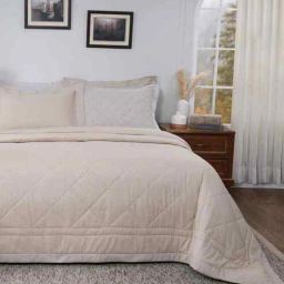 maspar Beige Cotton Solid 110 GSM Double Bed Quilt-picture-31