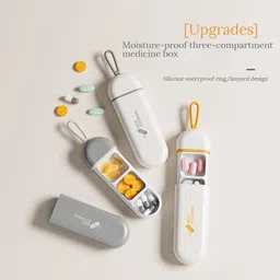 9up 7 Day Travel Moisture-Proof Small Pill Box with 3 Compartments for Storing Pills 2 PCS Pill Box image 4