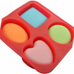 hirchhaya Silicone Cake Mould Soap Making Square|Round|Oval|Heart Shape Red image 4